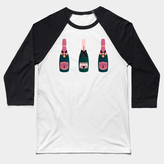 Pink Champagne bottles Baseball T-Shirt by Home Cyn Home 